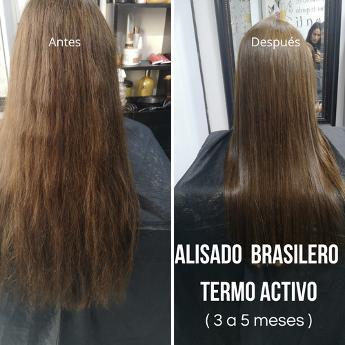 Antes y después - Alisado Brasilero Termo Activo. 3 a 5 meses de duración